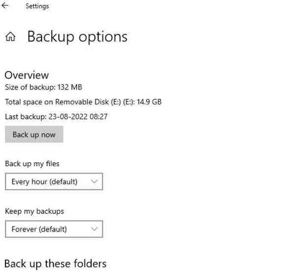 بکاپ گیری از فایل ها در ویندوز 10  و 11 با تنظیمات