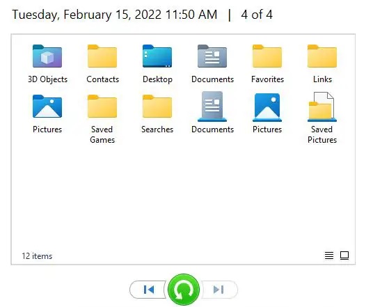 بازیابی آیتم ها از بکاپ فایل ویندوز 10
