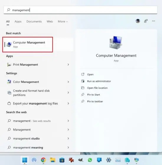 تغییر پسورد کامپیوتر ویندوز 11 از طریق Computer Management