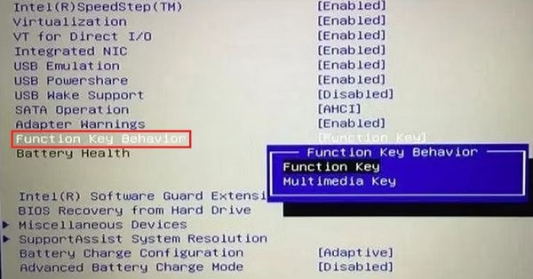 غیر فعال سازی کلید Fn از طریق بایوس