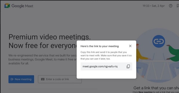 نحوه ساخت جلسه در گوگل میت