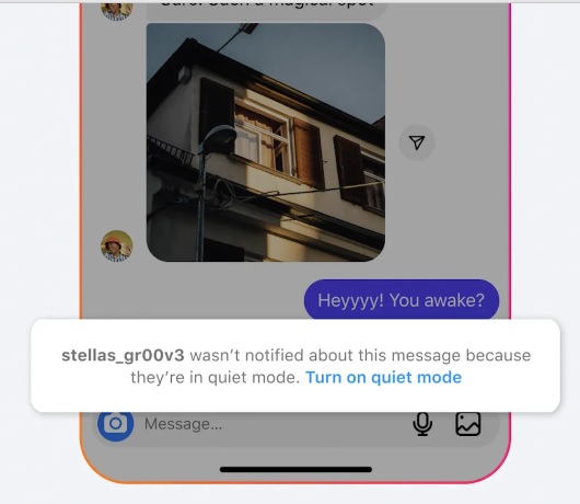 دلیل پیام Wasn't notified about this message because they are in quiet mode Instagram