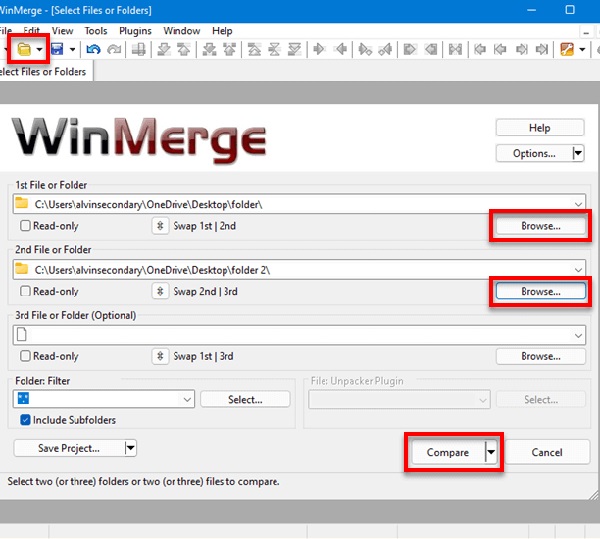 مقایسه پوشه در ویندوز با استفاده از برنامه WinMerge