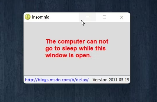 لغو خاموش شدن خودکار کامپیوتر در ویندوز 11 با استفاده از برنامه Insomnia