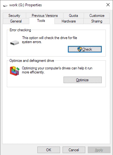 رفع ارور Windows Detected a Hard Disk Problem ویندوز 10 با کمک Disk Error Checking Tool
