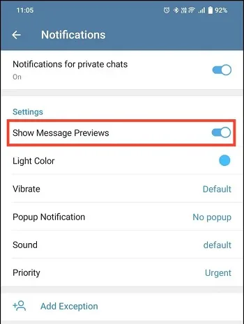 خواندن پیام تلگرام بدون سین و از طریق نوار اعلانات